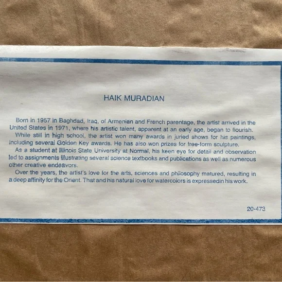 Vintage Haik Muradian Doves & Branches print framed 11 x 9 Home Decor Wall Art - Picture 6 of 9